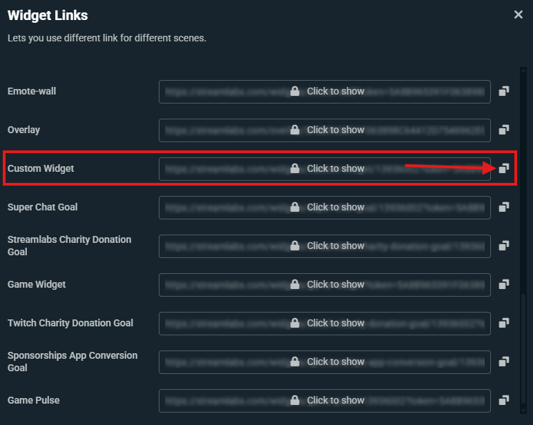 Custom Widget link location
